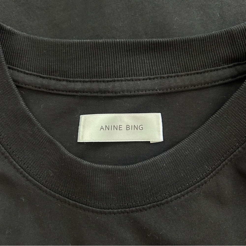 ANINE BING Lili Tee in Tonal Black T-Shirt Spell Out Size S - Picture 14 of 15